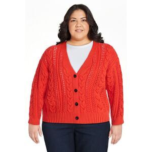 Time and Tru Women's Cable Knit Cardigan Sweater with Long Sleeves Size XXXL